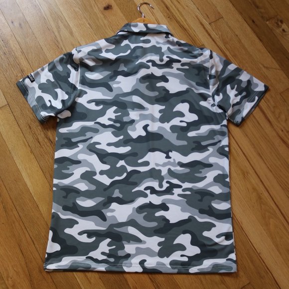 SHANKITGOLF Polo Shirt Men's M Black White CAMO All Over Print Performance Polo - Picture 8 of 9
